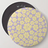Bloem - Pastel - Geel en Paars Ronde Button 6,0 Cm (Voorkant /achterkant)