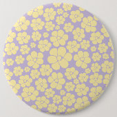 Bloem - Pastel - Geel en Paars Ronde Button 6,0 Cm (Voorkant)
