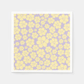 Bloem - Pastel - Geel en Paars Servet (Voorkant)