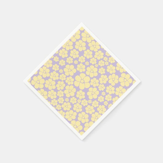 Bloem - Pastel - Geel en Paars Servet (Hoek)