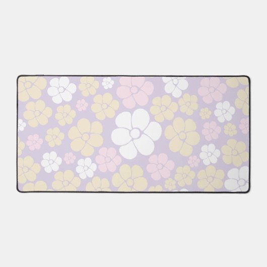Bloem - Pastel Roze, Geel en Paars Bureaumat (Voorkant)