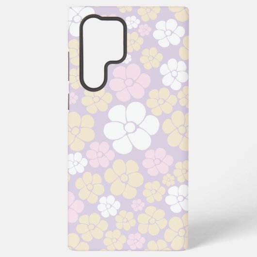 Bloem - Pastel Roze, Geel en Paars Samsung Galaxy Hoesje (Achterkant)