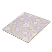 Bloem - Pastel Roze, Geel en Paars Tegeltje (Zijkant)