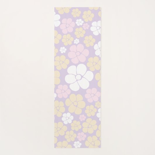 Bloem - Pastel Roze, Geel en Paars Yogamat (Achterkant)