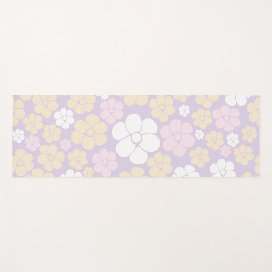 Bloem - Pastel Roze, Geel en Paars Yogamat (Voorkant (horizontaal))