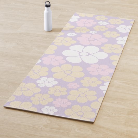 Bloem - Pastel Roze, Geel en Paars Yogamat (In situ)