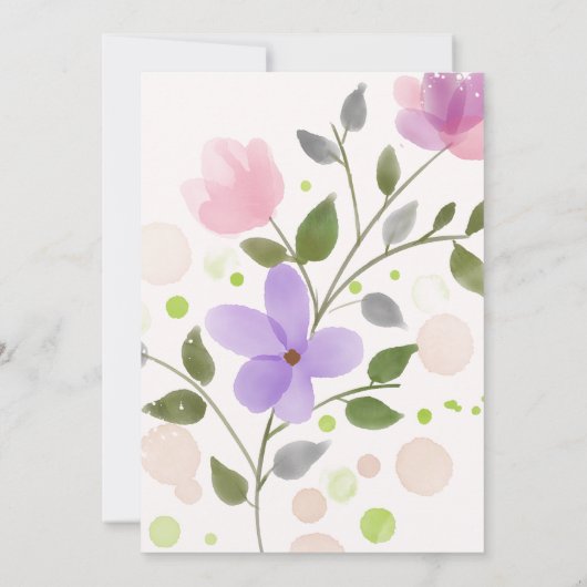 Bloem pastel roze gele bruiloft kaart (Achterkant)