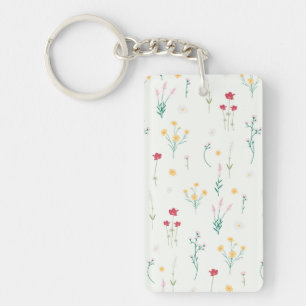 Bloem Patroon Lente Bloem Acryl Sleutelhanger