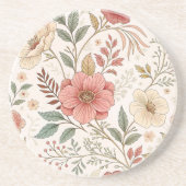 Bloem Patroon Pastel Kleur moeder huis Zandsteen Onderzetter (Voorkant)