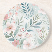 Bloem Patroon Pastel Tekening Zandsteen Onderzetter (Voorkant)