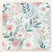 Bloem Patroon Tekening Kartonnen Onderzetters (Voorkant)