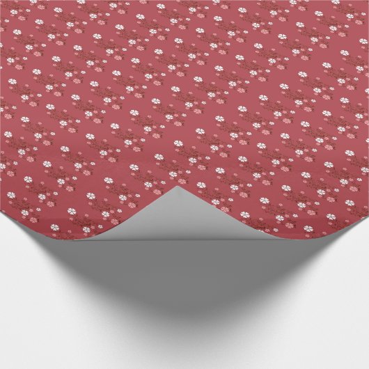  bloem Pattern Burgundy Cadeaupapier (Hoek)