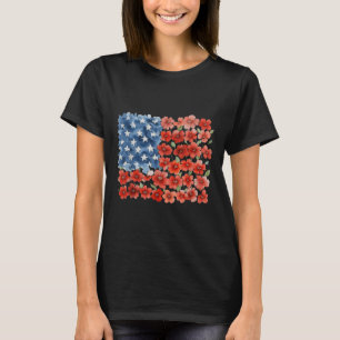 Bloem penseelstreek Amerika Vlag 4 juli bloemrijk T-shirt