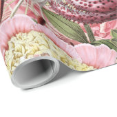 bloem Peony + Lily Pattern Illustratie Cadeaupapier (Rol Hoek)