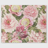 bloem Peony + Lily Pattern Illustratie Cadeaupapier (Vlak)
