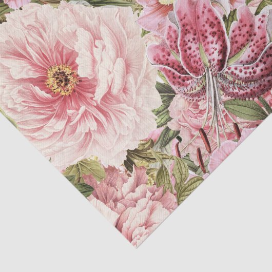  bloem Peony + Lily Pattern Illustratie Tissuepapier (Detail)