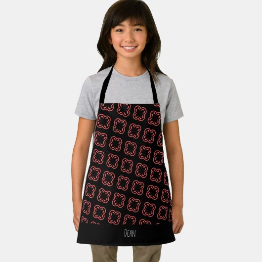 Bloem perzik zwart minimaal patroon schort (Insitu)