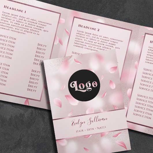 Bloem Petals Faux-Folie, drievoudig brochure Drieluik Kaart