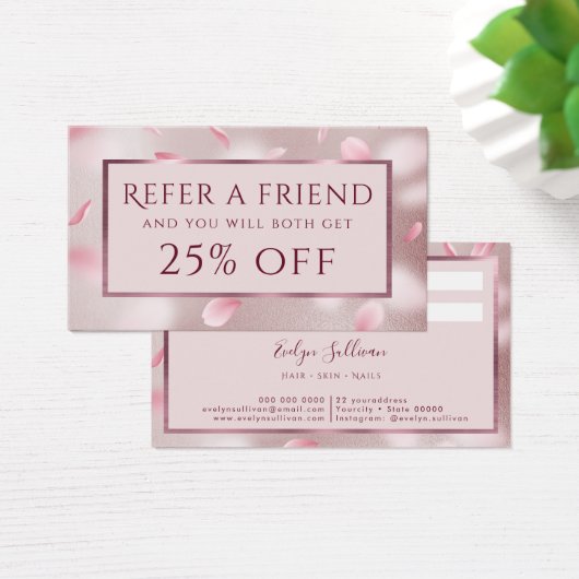 Bloem Petals Faux Folie Referral Kaart (Bureau)