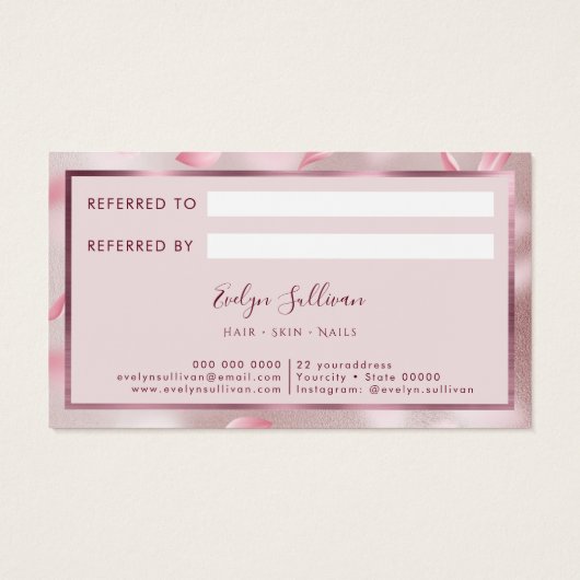 Bloem Petals Faux Folie Referral Kaart (Achterkant)