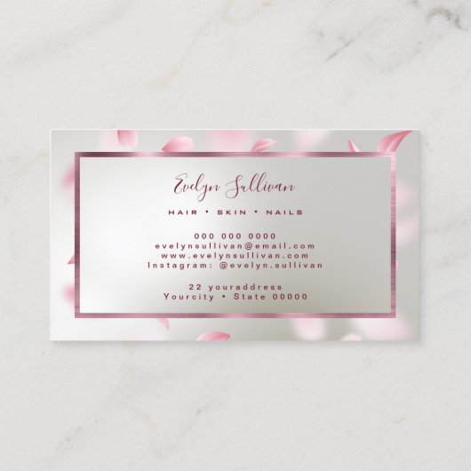 Bloem Petals Faux Folie visitekaartje (Achterkant)