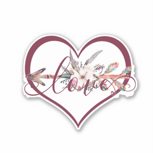 Bloem pijl valentijn sticker (Voorkant)