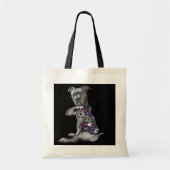 Bloem PitBull I Love Mam Pitbull Tattoo Moeder's Tote Bag (Voorkant)