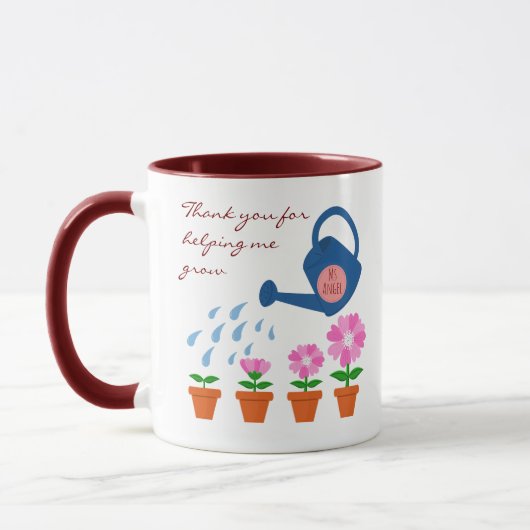Bloem Plant Groeit Dank Je Wel Leraar Cadeau Mok (Links)