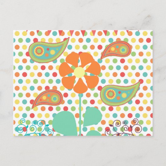 Bloem poka Dots Paisley Spring Whimsical Gifts Briefkaart (Voorkant)