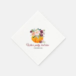 bloem, pompoen, herfst Cocktail Paper Napkins Servet