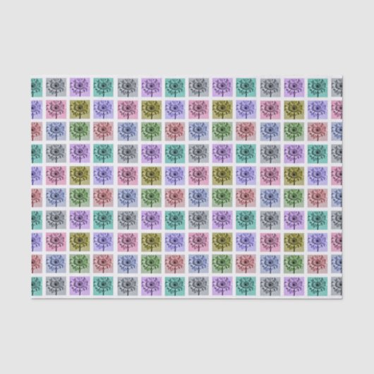 Bloem Pop Art Vierkanten Tissuepapier (Voorkant)