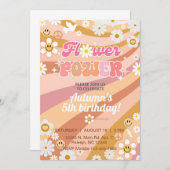 Bloem Power Groovy meisje 5e verjaardag uitnodigen Kaart (Voorkant / Achterkant)
