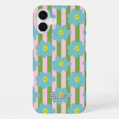 Bloem Power Stripes Personaliseer Naam iPhone Case Hoesje (Achterkant)