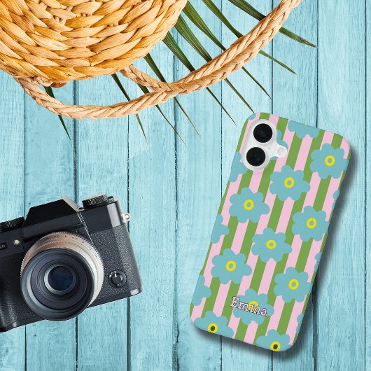Bloem Power Stripes Personaliseer Naam iPhone Case Hoesje