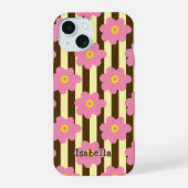 Bloem Power Stripes Personaliseer Naam iPhone Case iPhone 15 Case (Achterkant)