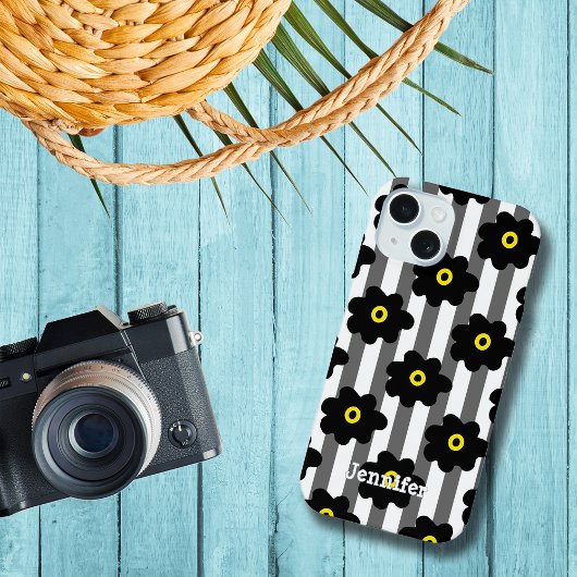 Bloem Power Stripes Personaliseer Naam iPhone Case iPhone 15 Case