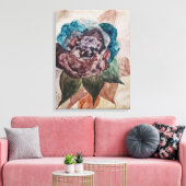 Bloem Prinses Pastel Navy Blauw Blush Roze Bloemen Canvas Afdruk (Insitu (Woonkamer))