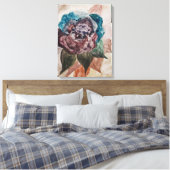 Bloem Prinses Pastel Navy Blauw Blush Roze Bloemen Canvas Afdruk (Insitu (Slaapkamer))