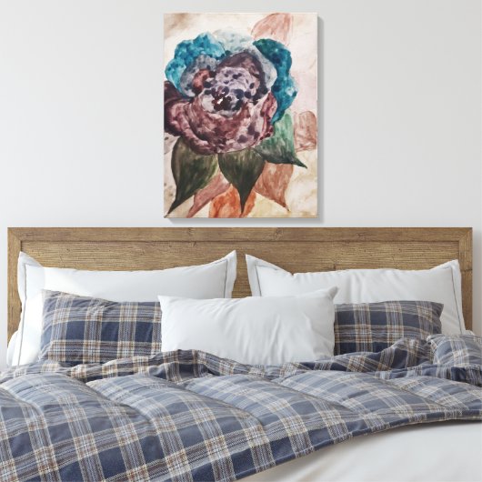 Bloem Prinses Pastel Navy Blauw Blush Roze Bloemen Canvas Afdruk (Insitu (Slaapkamer))