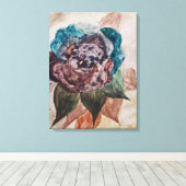 Bloem Prinses Pastel Navy Blauw Blush Roze Bloemen Canvas Afdruk (Insitu (Houten vloer))
