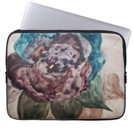 Bloem Prinses Pastel Navy Blauw Blush Roze Bloemen Laptop Sleeve