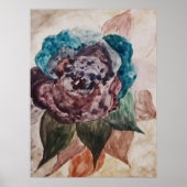Bloem Prinses Pastel Navy Blauw Blush Roze Bloemen Poster (Voorkant)