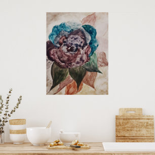 Bloem Prinses Pastel Navy Blauw Blush Roze Bloemen Poster