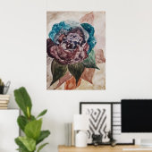 Bloem Prinses Pastel Navy Blauw Blush Roze Bloemen Poster (Thuiskantoor)