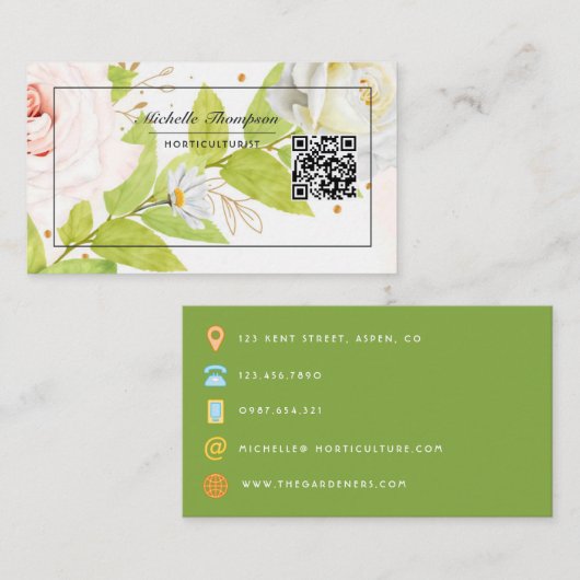 Bloem QR-code visitekaartje (Voorkant / Achterkant)