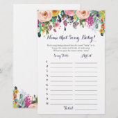 Bloem raden het Baby Song Baby shower Game (Voorkant / Achterkant)