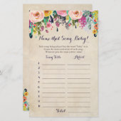 Bloem raden het Baby Song Baby shower Game (Voorkant / Achterkant)