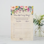 Bloem raden het Baby Song Baby shower Game (Staand voorkant)