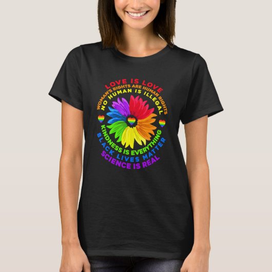 Bloem Rainbow Human Black Lives Rights Science Lg T-shirt (Voorkant)