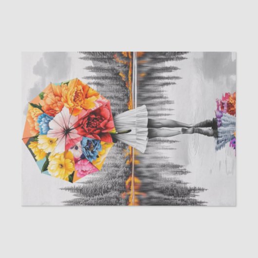 Bloem regendruppels1 tissuepapier (Voorkant)